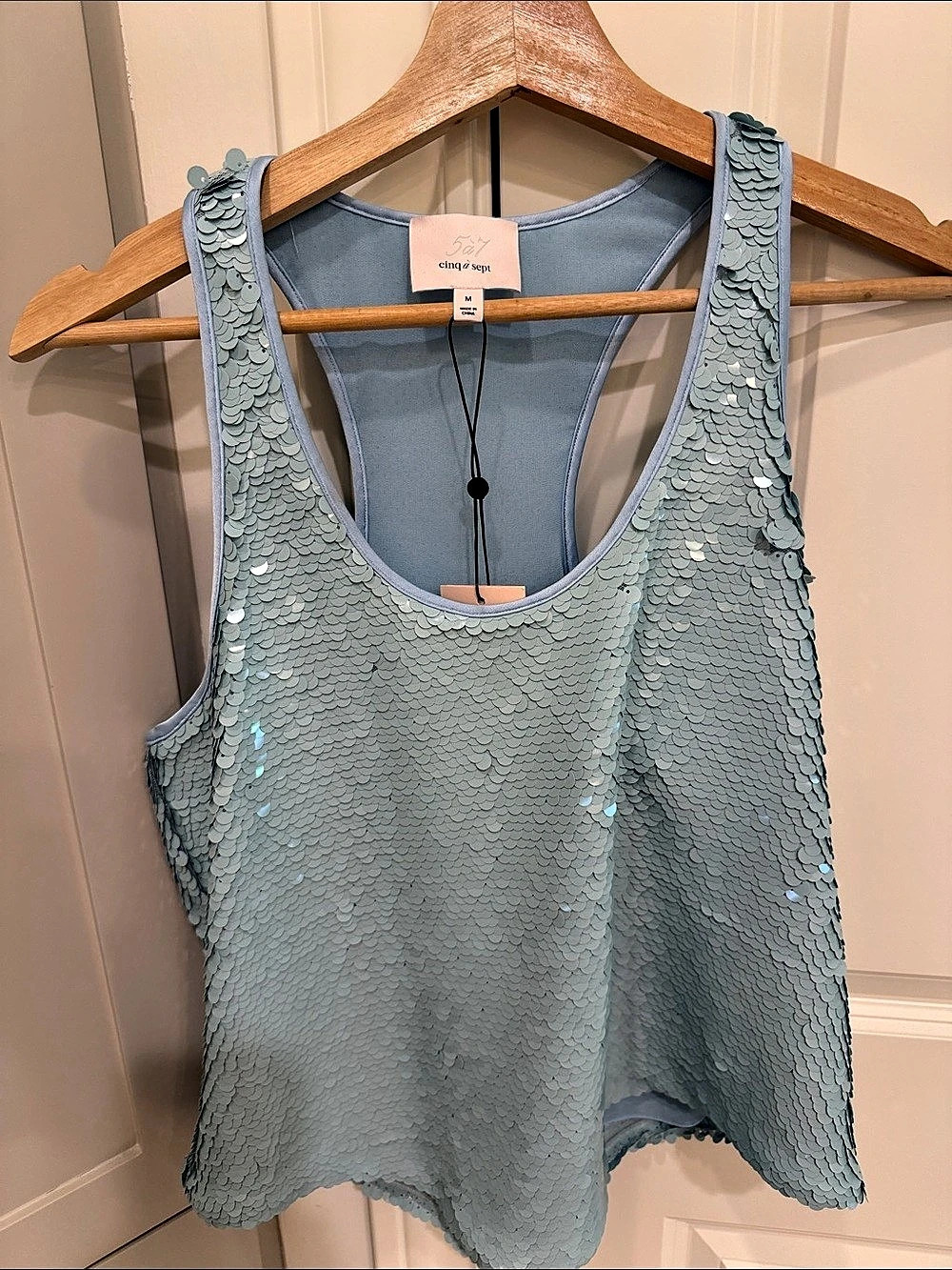Cinq a’ Sept Sequin Tank Top in Blue New with Tags